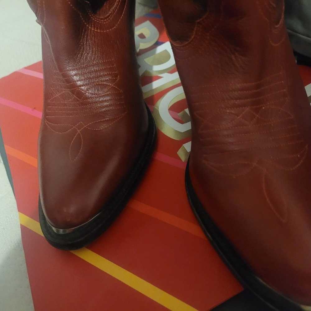 genuine  red leather Cowboy boots - image 3