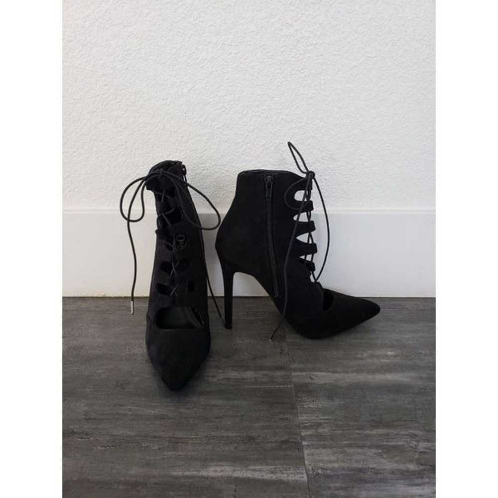 Black Laced Up Suede OJ Heeled Boots - image 3
