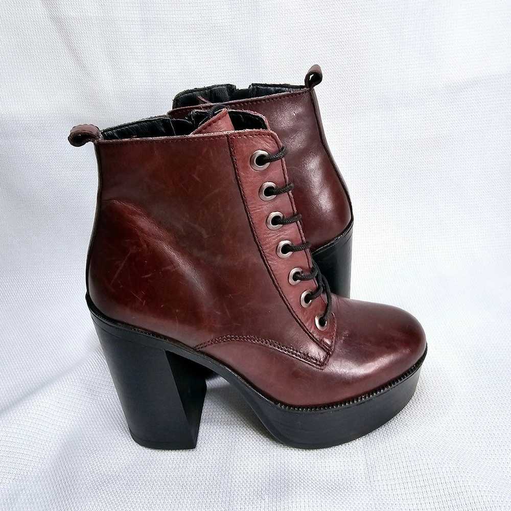 Steve Madden "Gelsey" Burgundy Leather Lace-Up An… - image 1