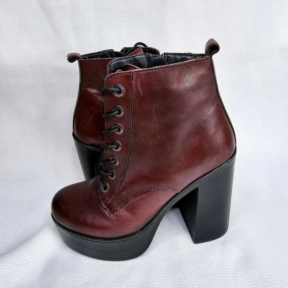 Steve Madden "Gelsey" Burgundy Leather Lace-Up An… - image 2