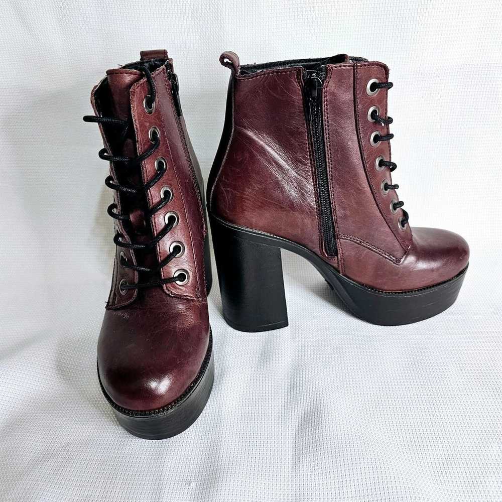 Steve Madden "Gelsey" Burgundy Leather Lace-Up An… - image 3