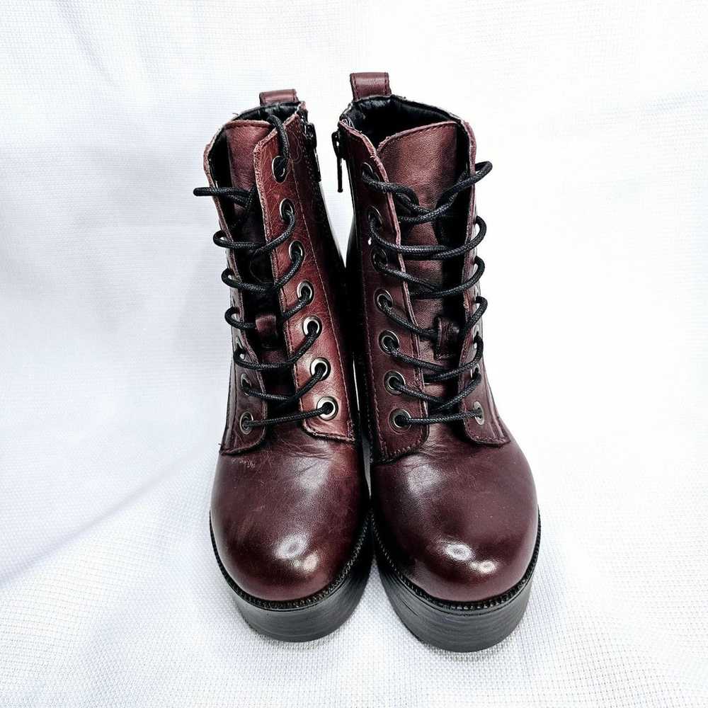 Steve Madden "Gelsey" Burgundy Leather Lace-Up An… - image 4