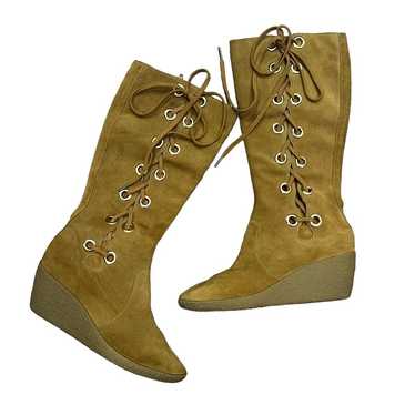 Michael Kors Size 10 Suede Tan Lace Up Mid Calf B… - image 1