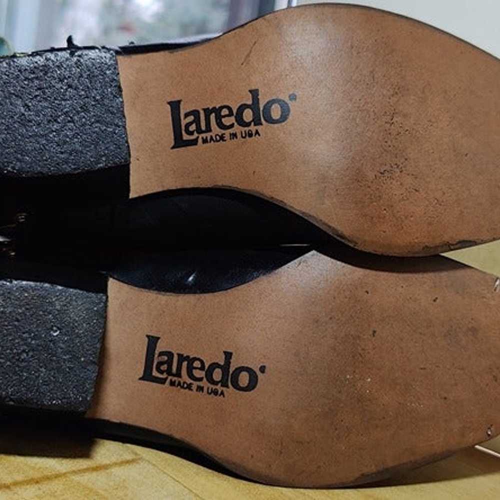 Vintage Laredo Black Fringe Leather Cowboy Boots - image 6