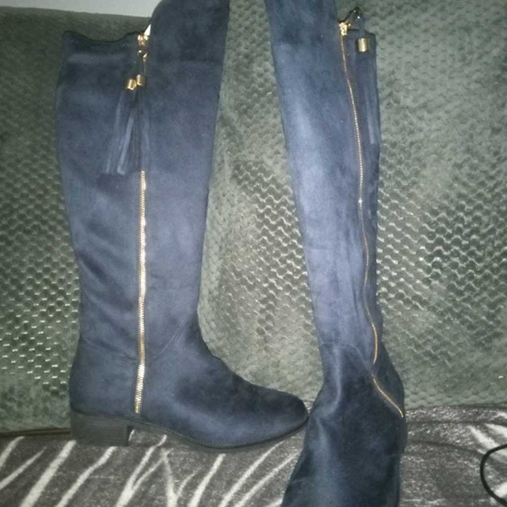 Navy blue Knee boots - image 4