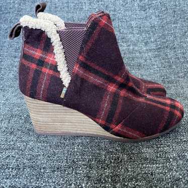 NEW TOMS Kelsey Booties Barn Red Earthy Plaid Wed… - image 1