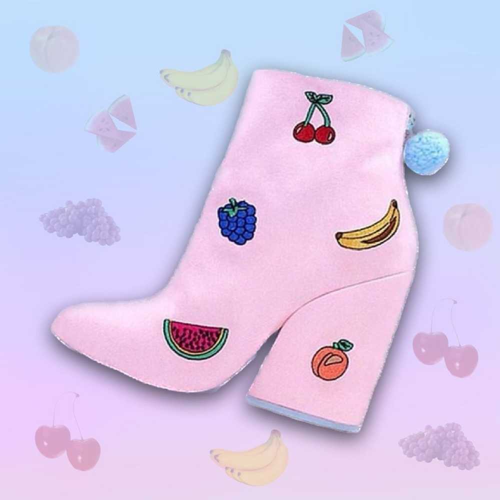 Fruit Embroidered Heeled Boots - image 1