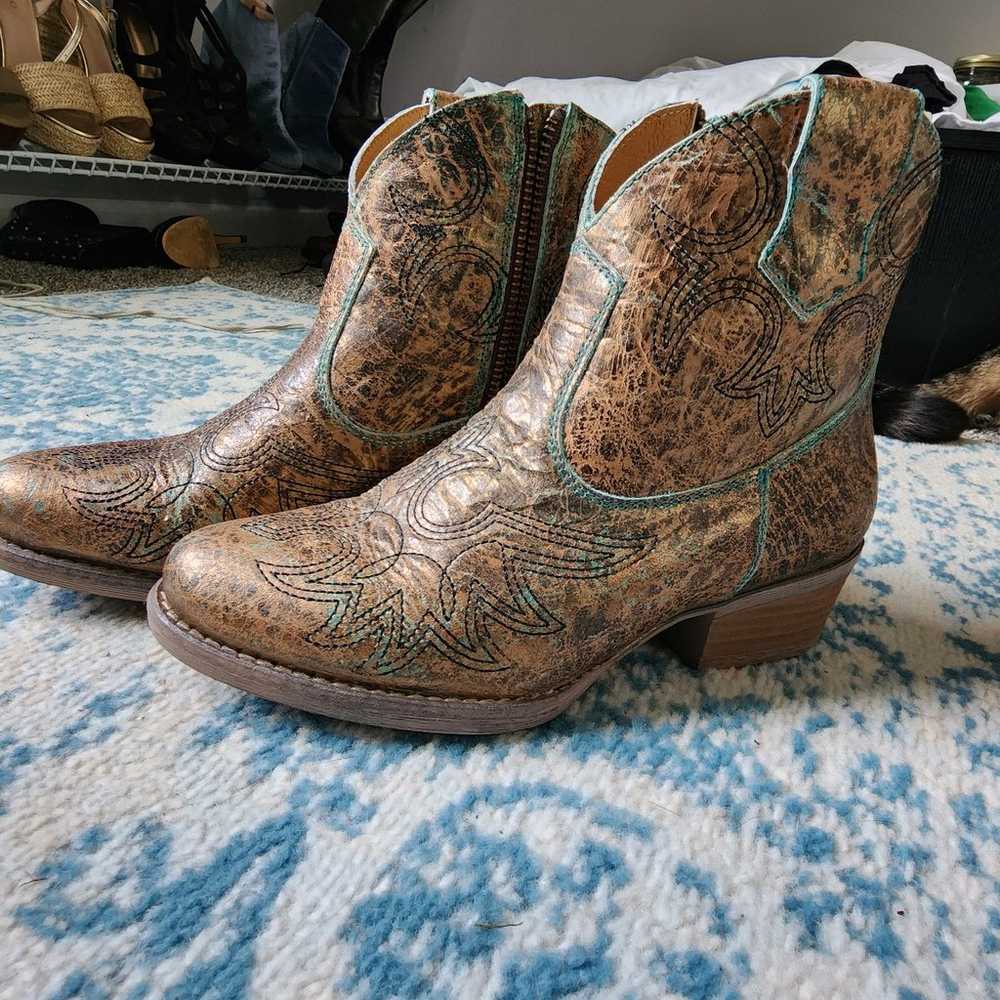 Cowgirl boots Teal womens - image 2