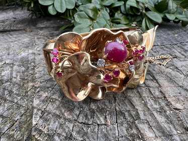 Ruby and Diamond Cuff, Ruby Cuff, Ruby Bangle,  R… - image 1
