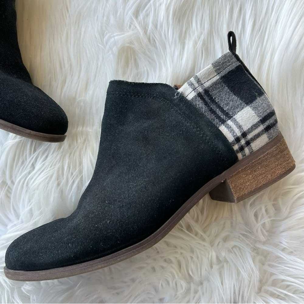TOMS Black and White Plaid Suede Ankle Booties - image 2