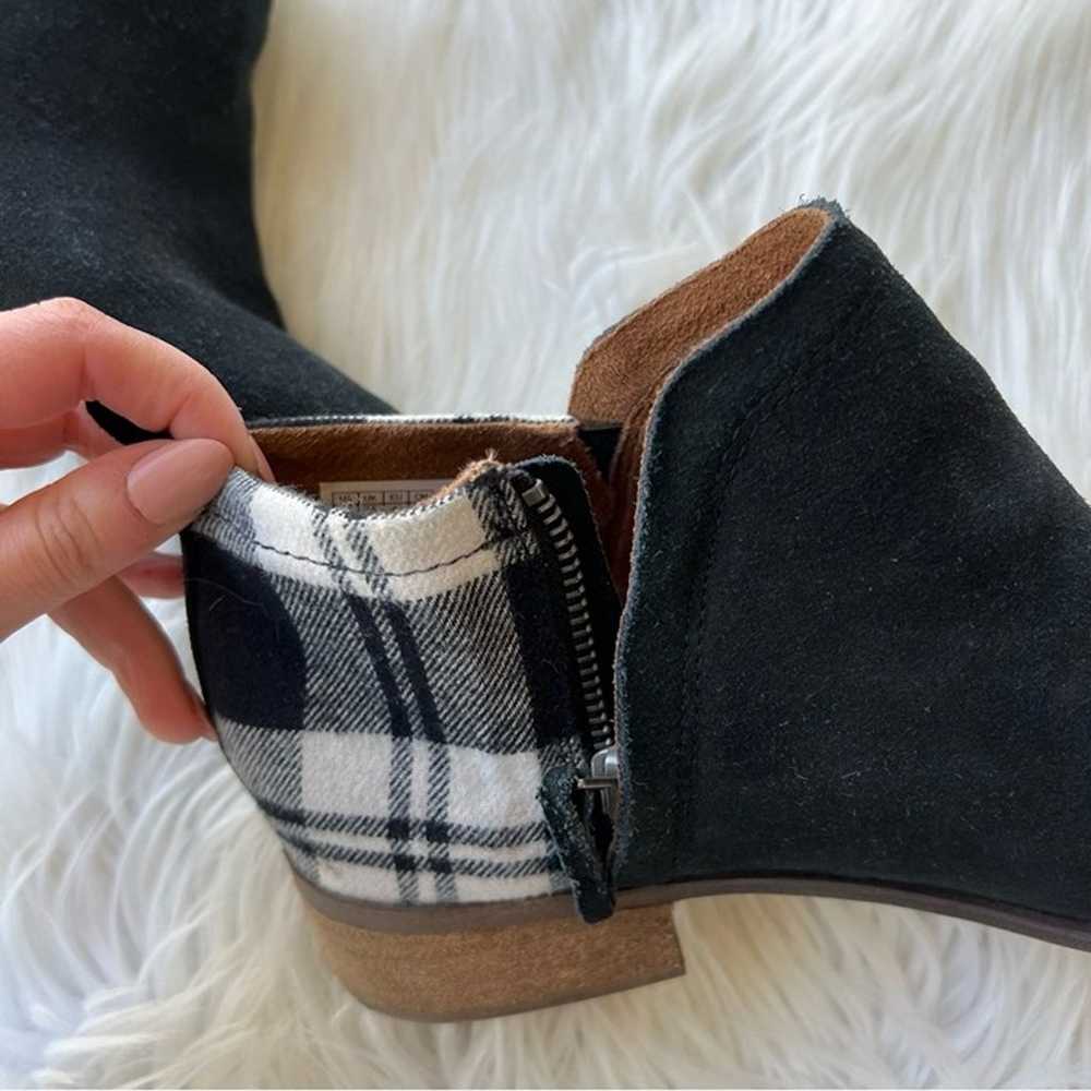 TOMS Black and White Plaid Suede Ankle Booties - image 3