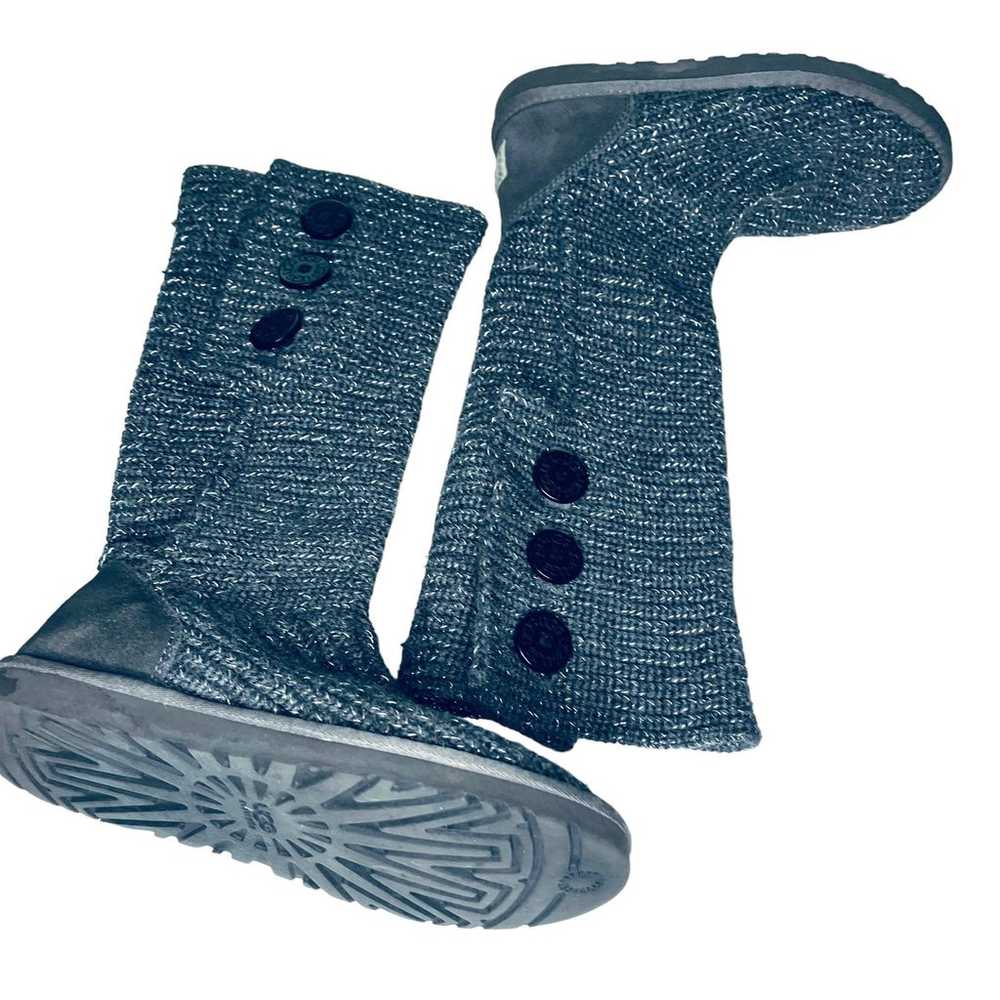 UGG Australia Cardy Knit Button Boots Gray Sparkl… - image 1