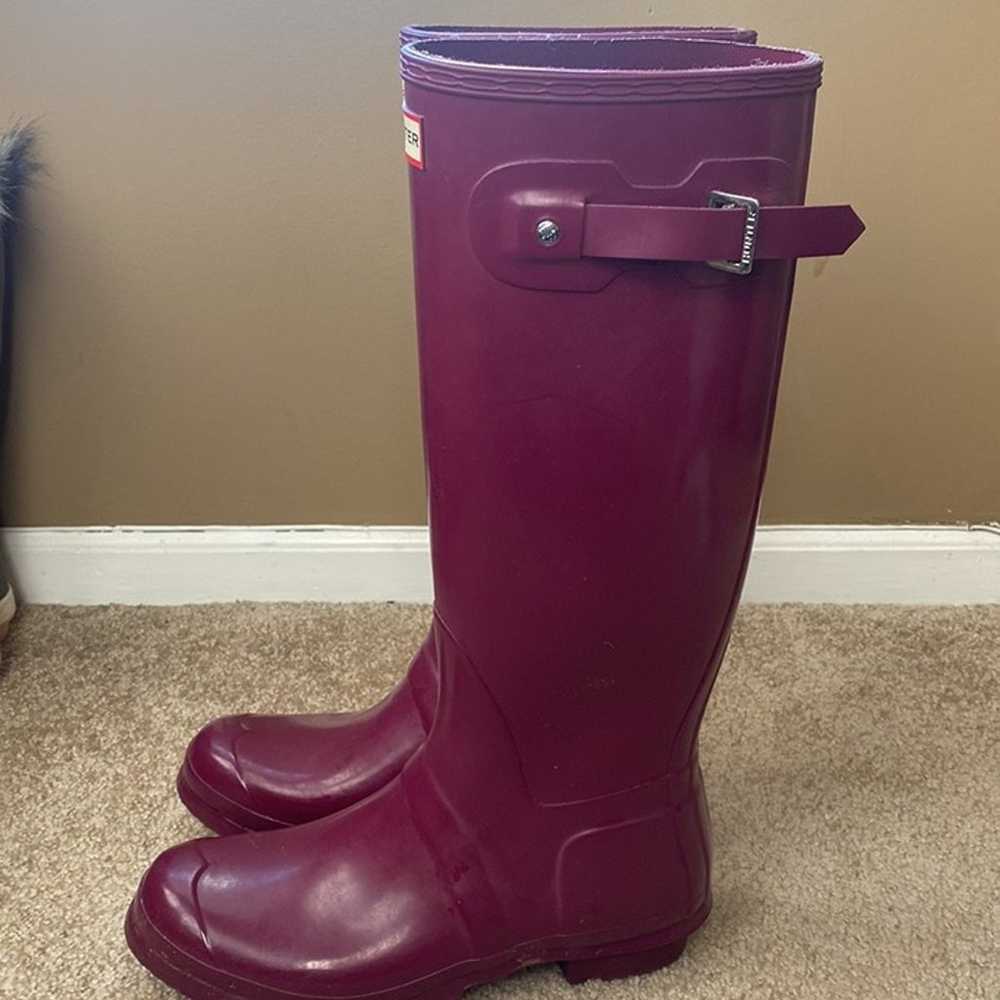 HUNTER burgundy rain boots - image 2