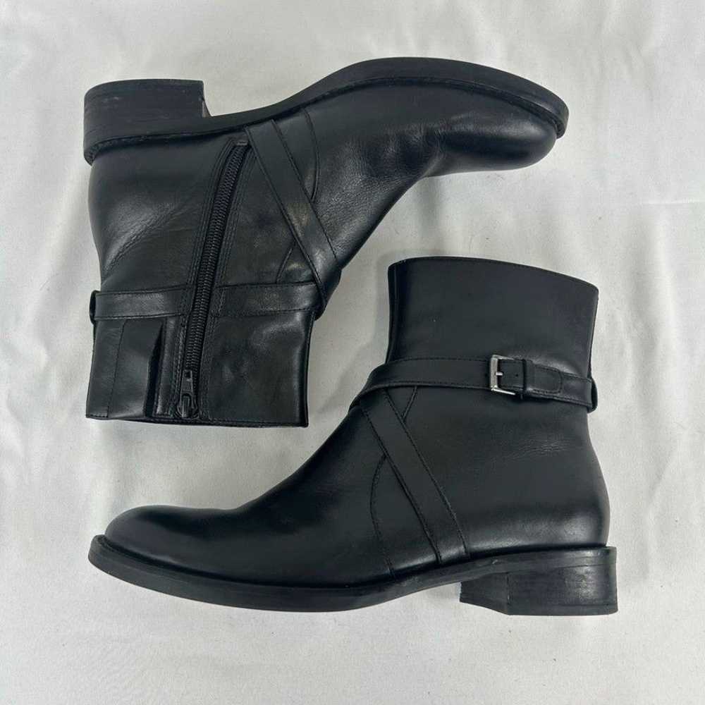 Ecco Black Leather Combat Boots Ankle Boots Moto … - image 2