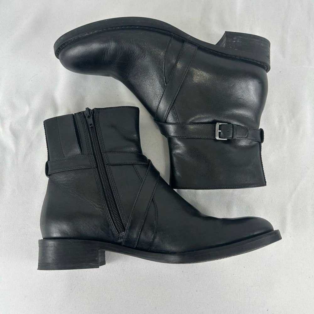 Ecco Black Leather Combat Boots Ankle Boots Moto … - image 3