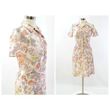 Vintage 70s Vintage Floral Print Shirt Dress Wome… - image 1