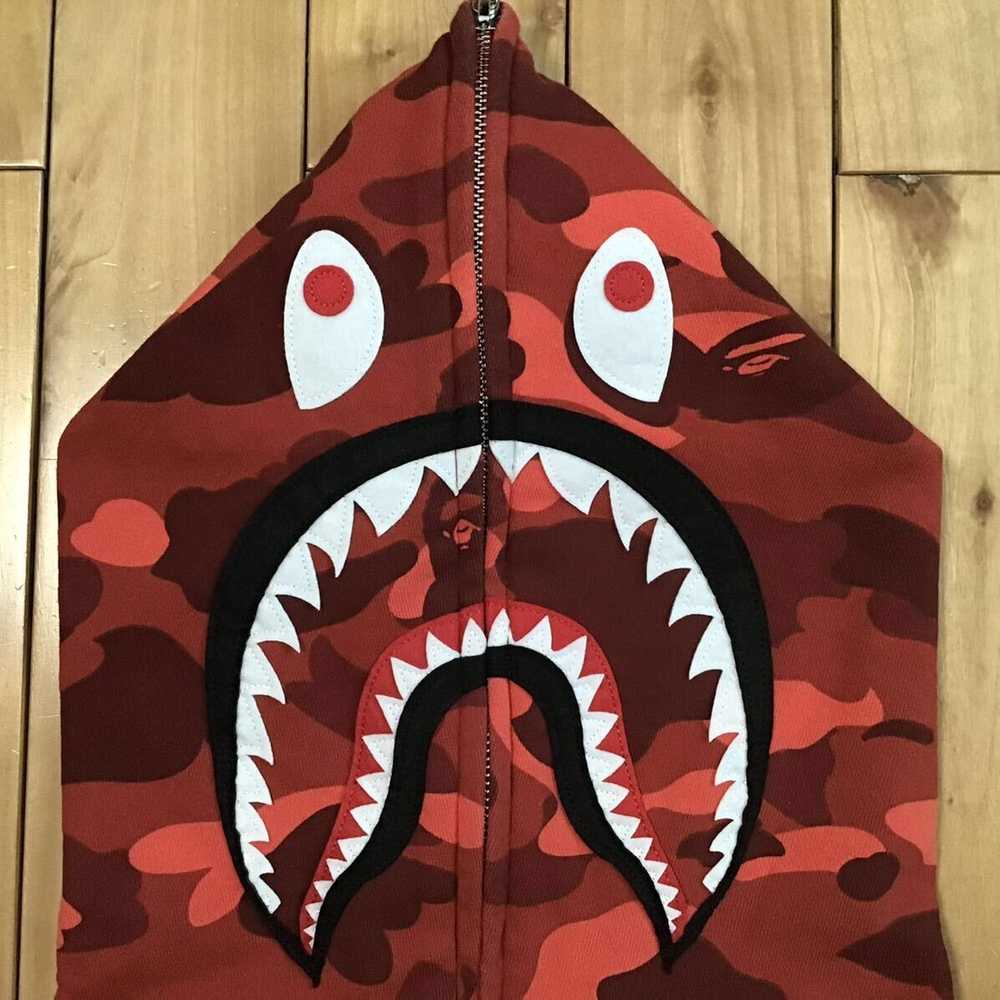 Bape BAPE Shark full zip hoodie Red camo a bathin… - image 3
