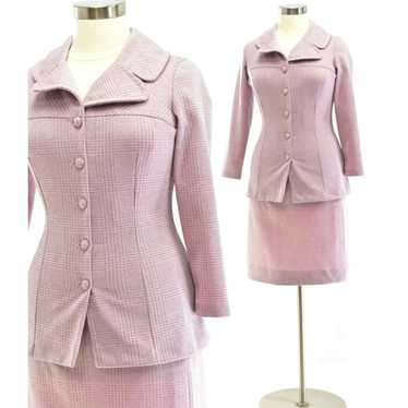 Pinko 70s Vintage Skirt Suit Pink & Gray Plaid Mar