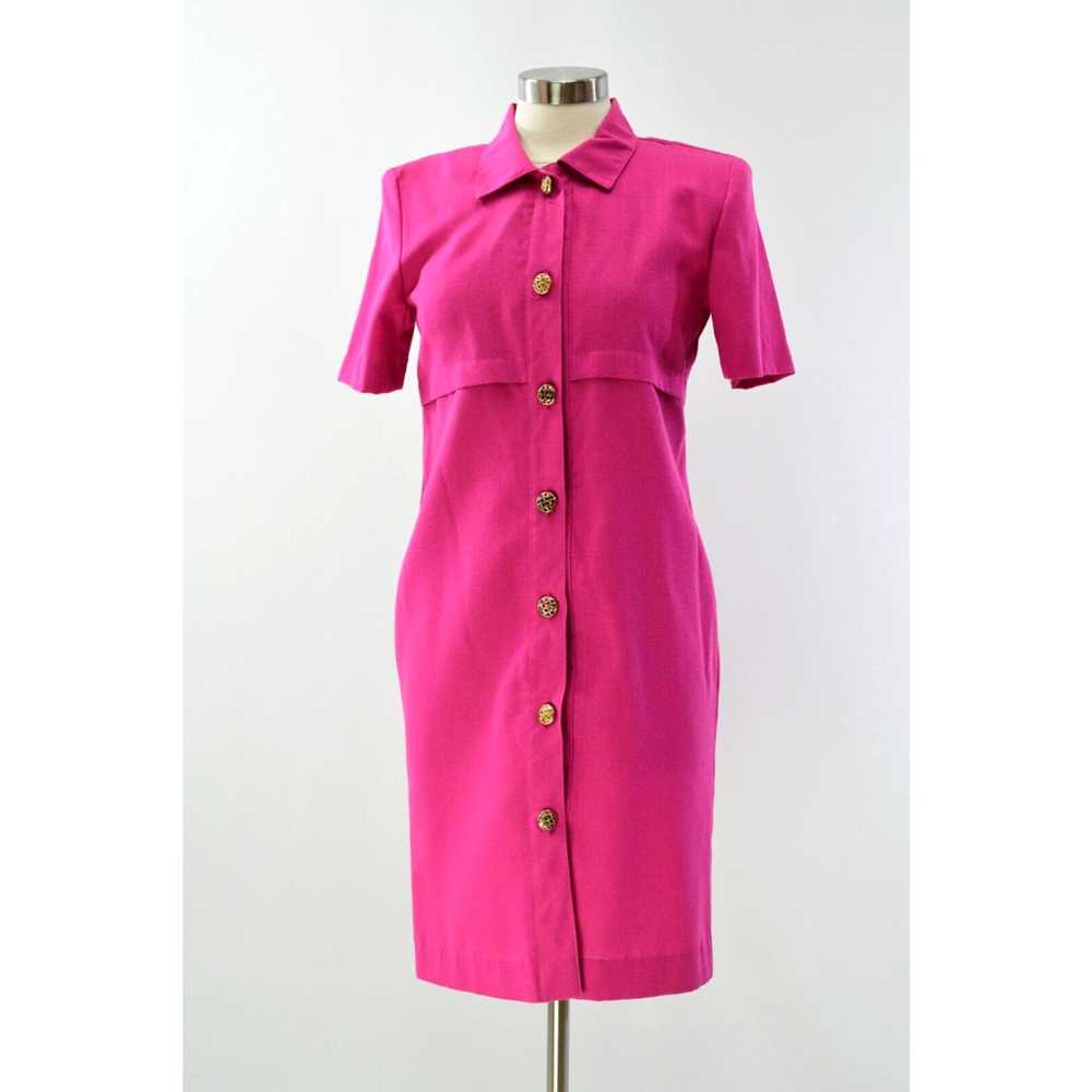 Pinko 80s Vintage Hot Pink Short Sleeve Shirt Dre… - image 3