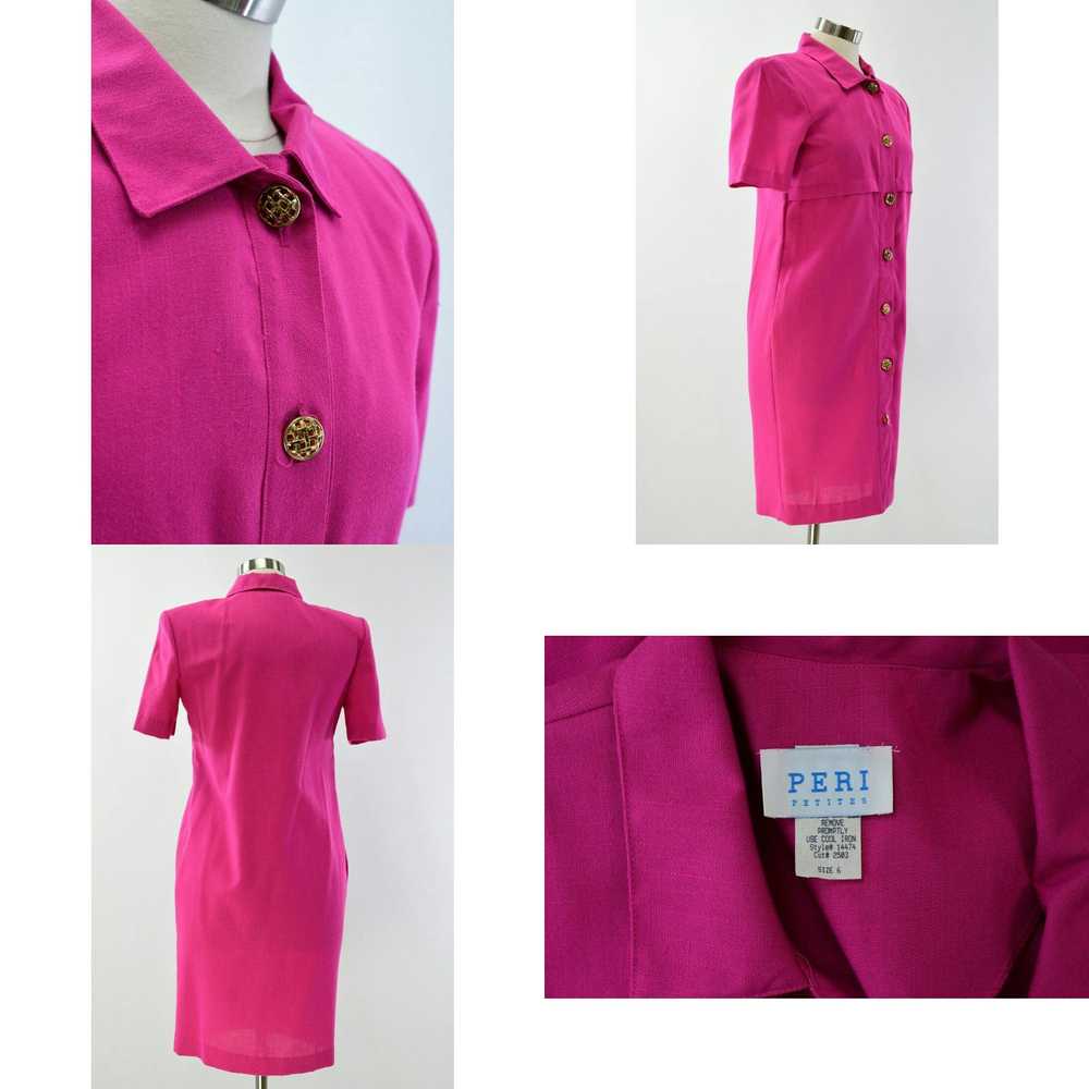 Pinko 80s Vintage Hot Pink Short Sleeve Shirt Dre… - image 4