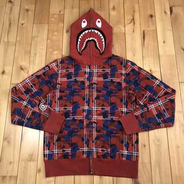 Bape BAPE check camo Shark full zip hoodie - image 1