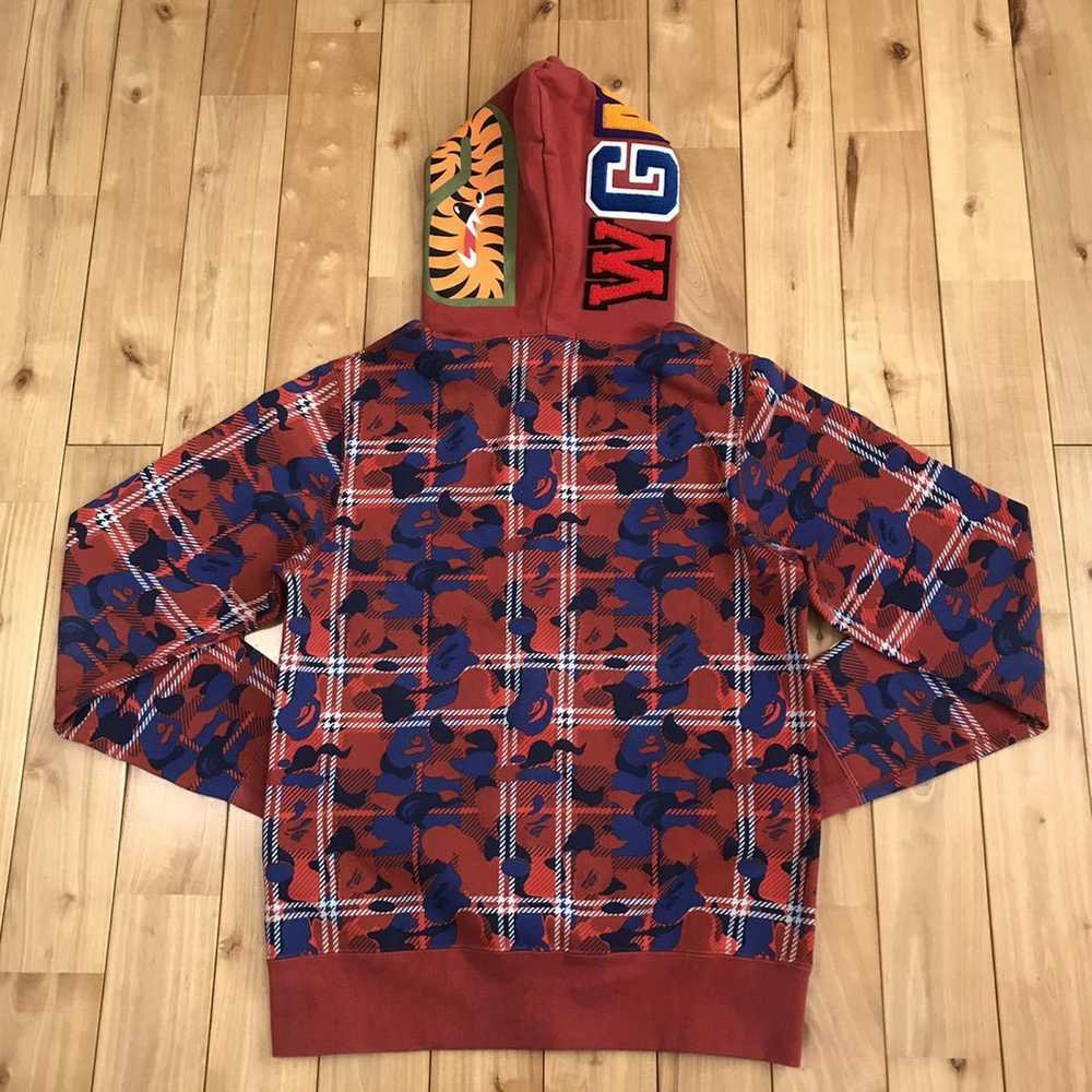 Bape BAPE check camo Shark full zip hoodie - image 5