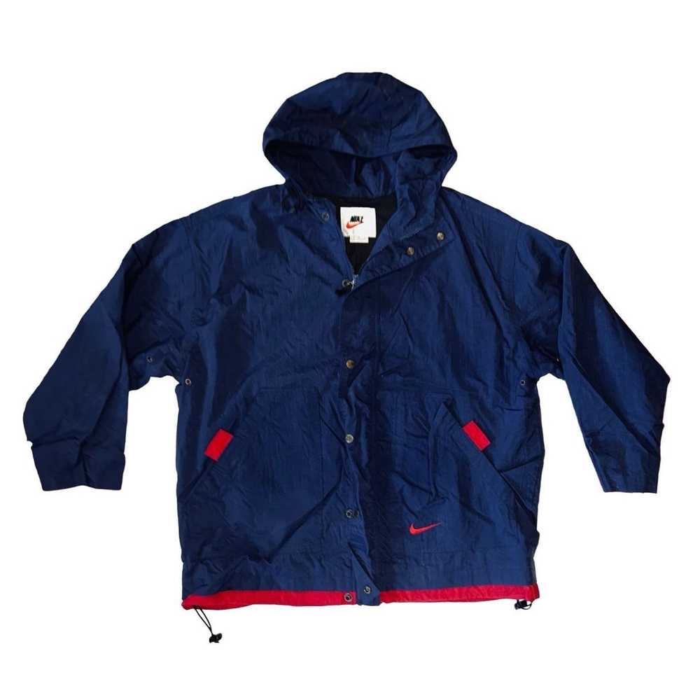 Nike Vintage Nike Blue Hooded Windbreaker Jacket … - image 1