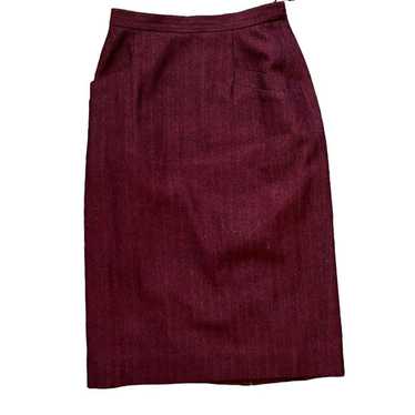Vintage Red and Black Herringbone wool skirt size… - image 1