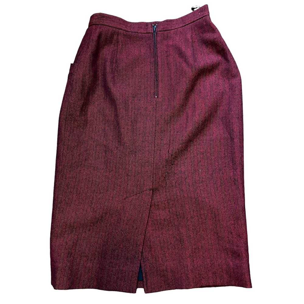 Vintage Red and Black Herringbone wool skirt size… - image 2