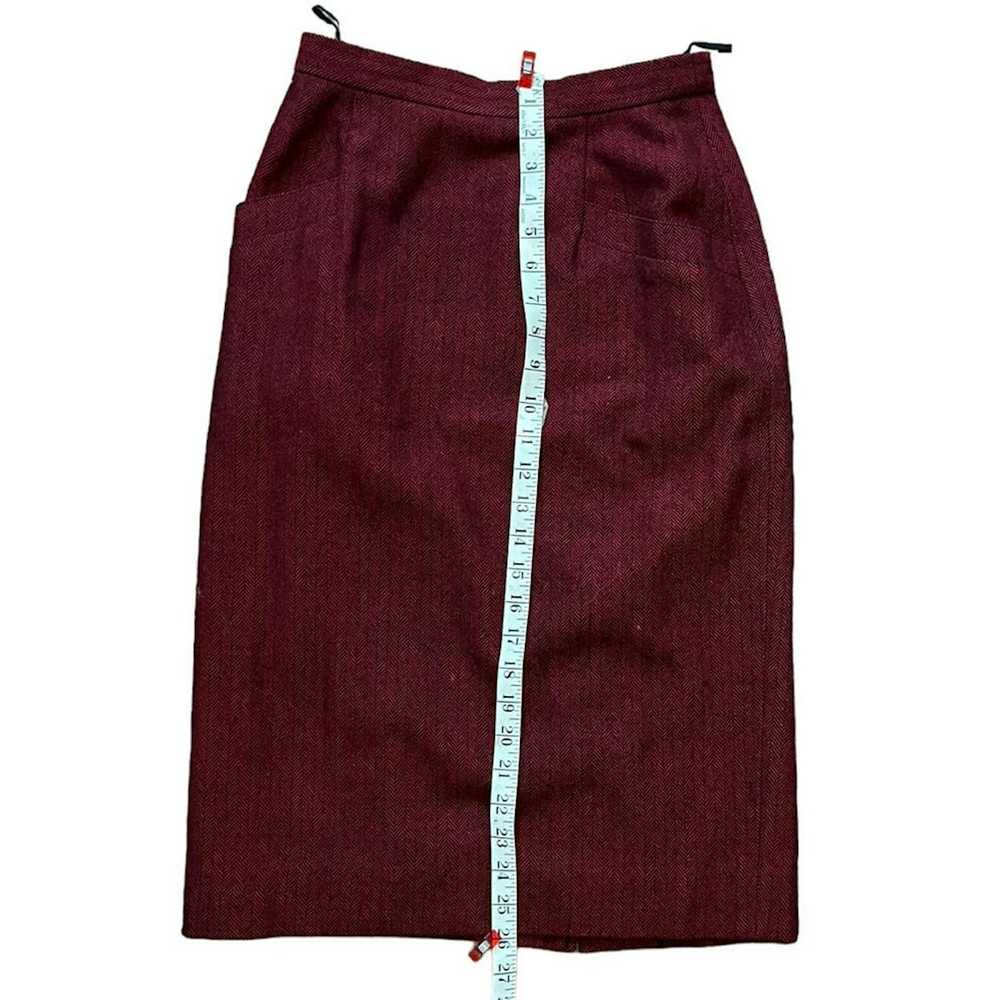 Vintage Red and Black Herringbone wool skirt size… - image 3