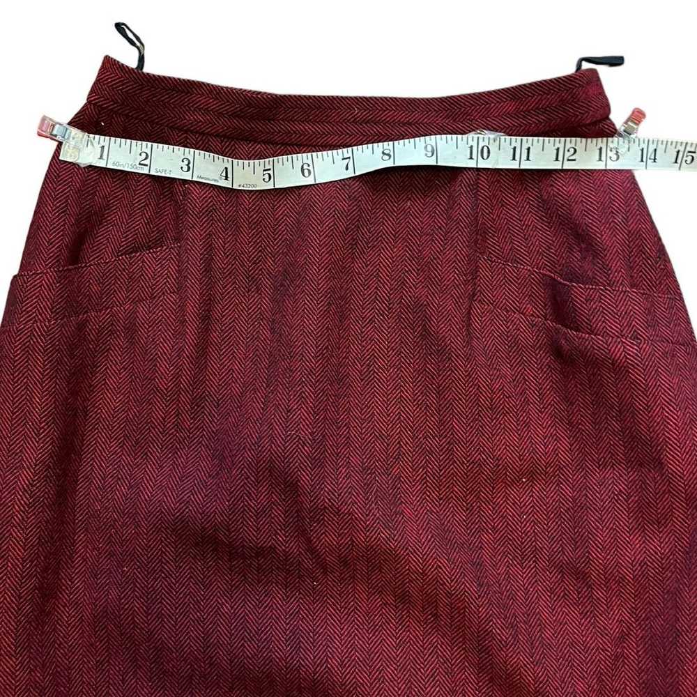 Vintage Red and Black Herringbone wool skirt size… - image 5
