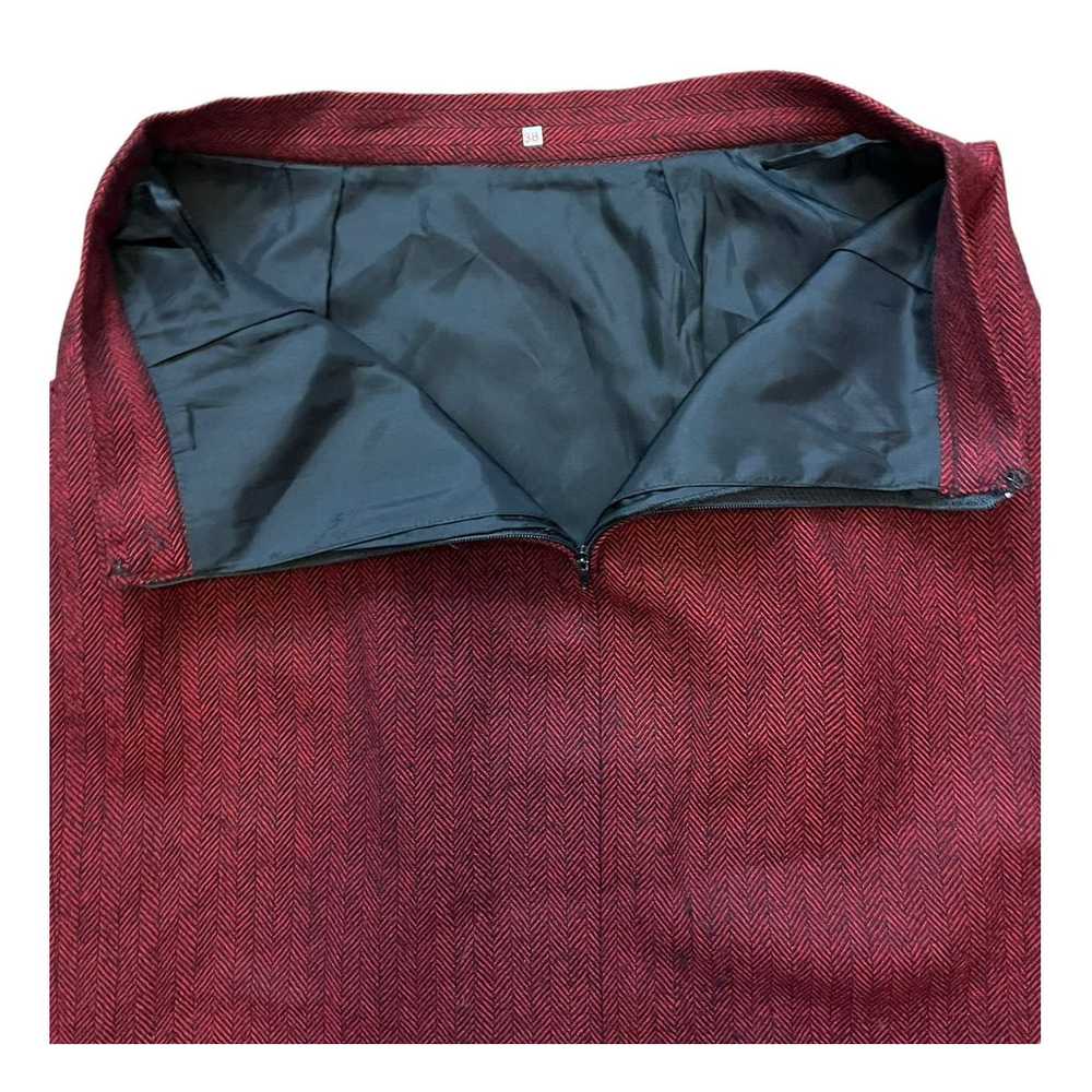 Vintage Red and Black Herringbone wool skirt size… - image 6