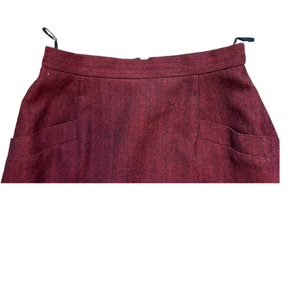 Vintage Red and Black Herringbone wool skirt size… - image 7