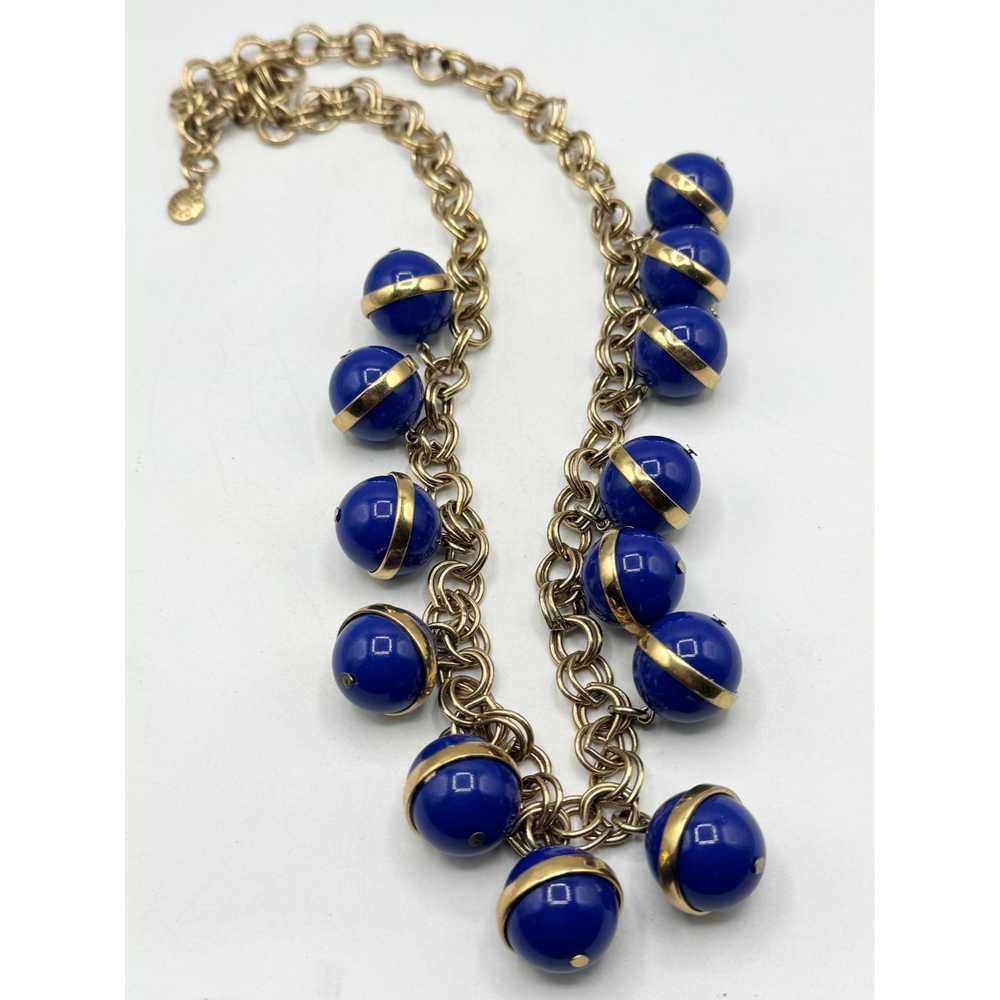 J.Crew J Crew Blue Charm Gold Chain Necklace - image 1