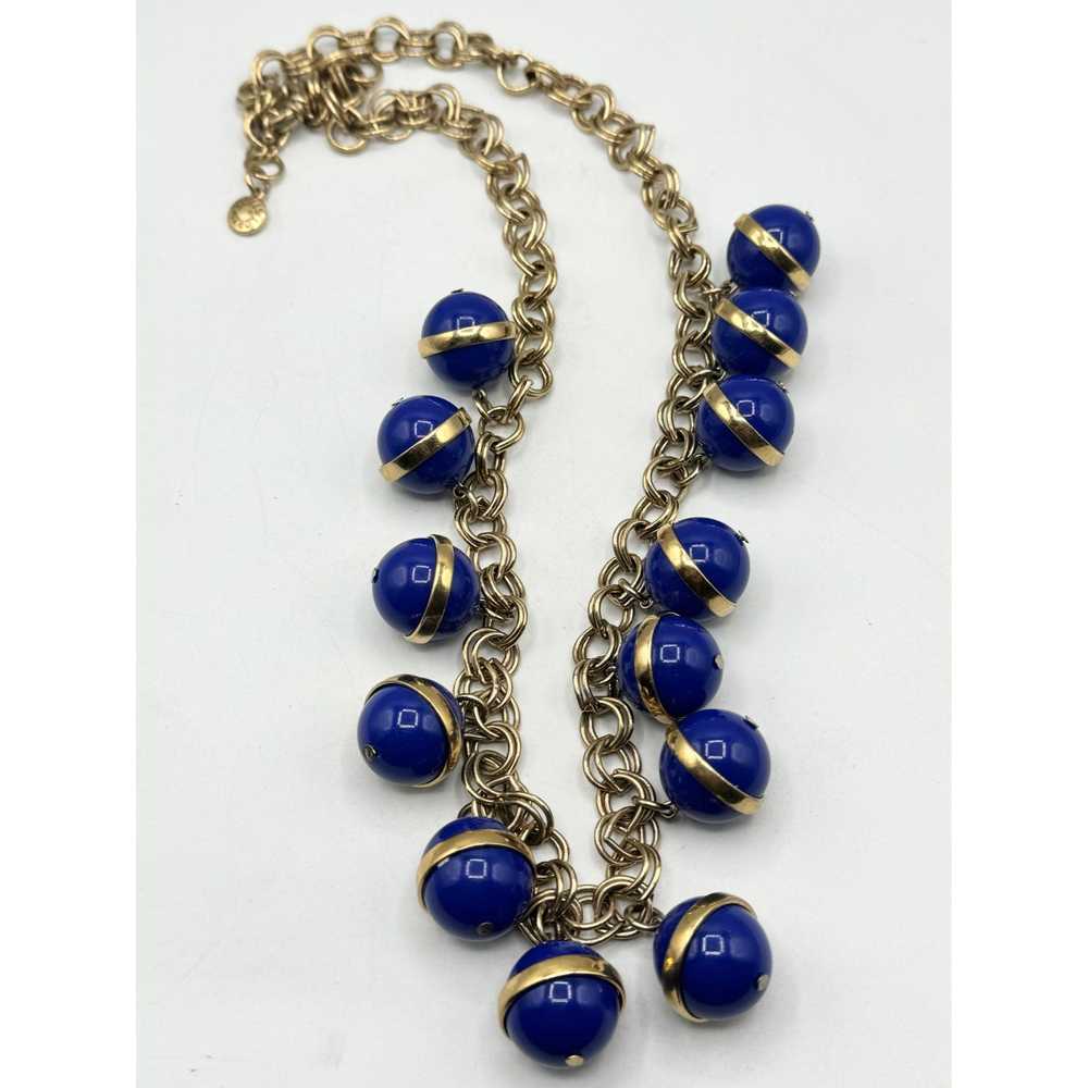 J.Crew J Crew Blue Charm Gold Chain Necklace - image 2