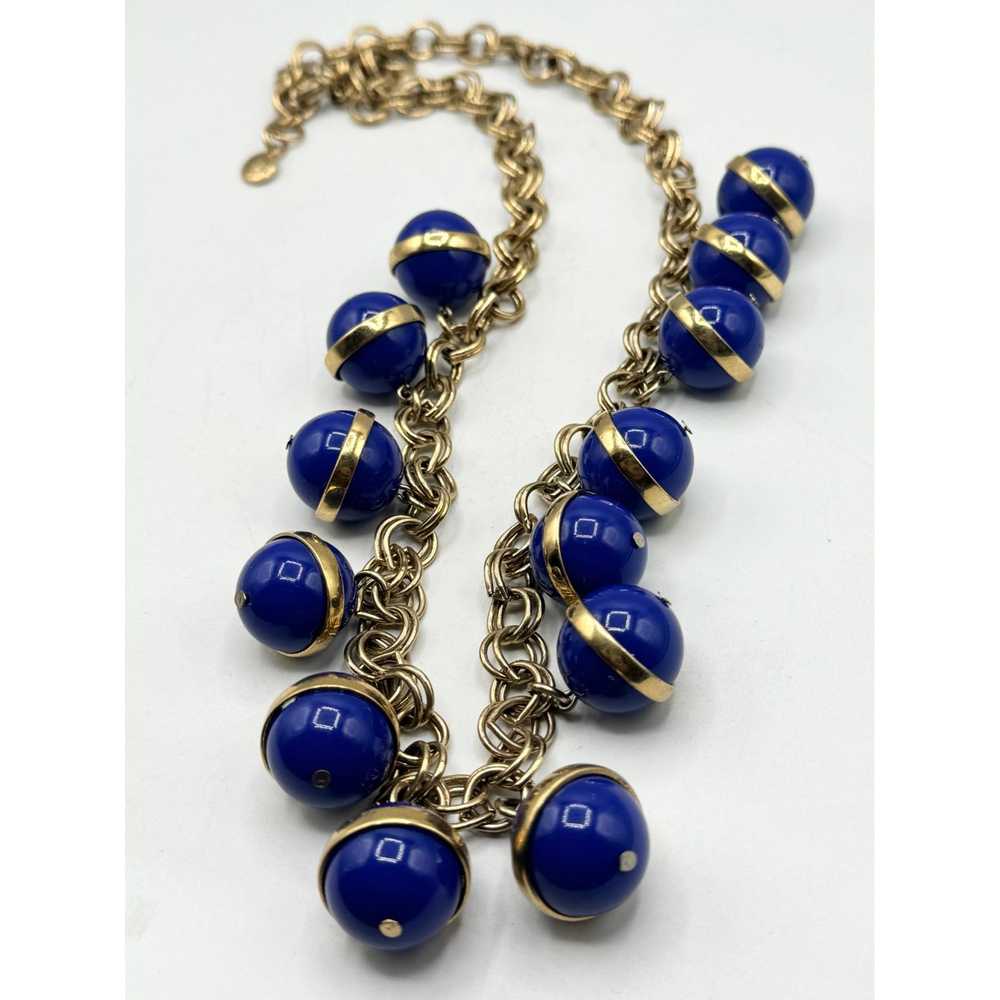 J.Crew J Crew Blue Charm Gold Chain Necklace - image 3