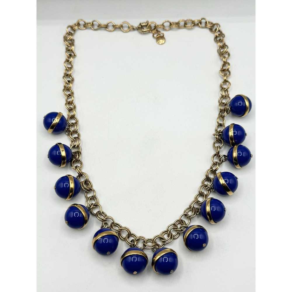 J.Crew J Crew Blue Charm Gold Chain Necklace - image 5