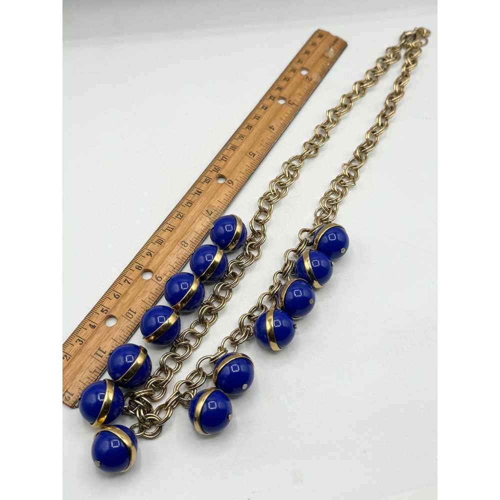 J.Crew J Crew Blue Charm Gold Chain Necklace - image 7