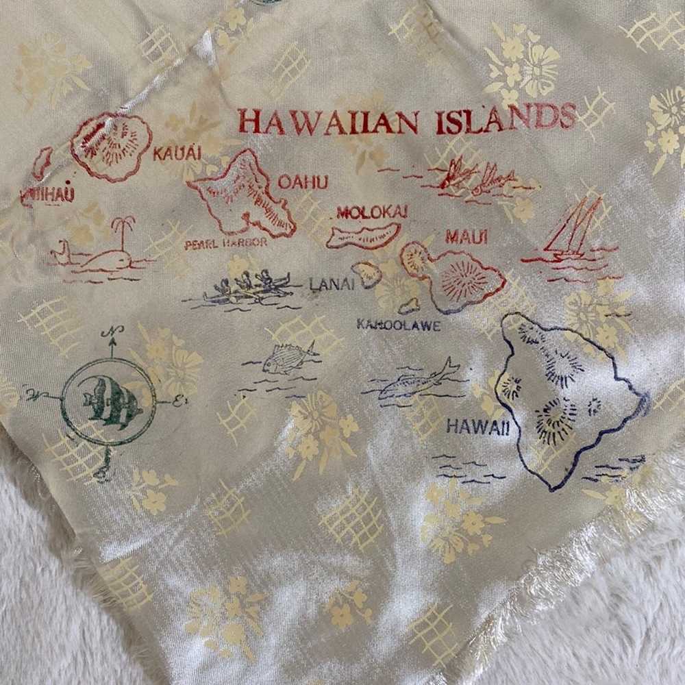 Vintage Hand-Printed Hawaii Souvenir Scarf - image 9