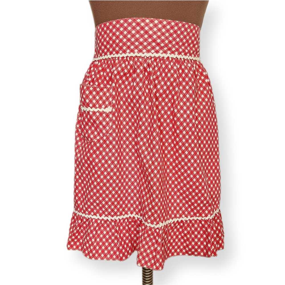 Handmade Vintage Red Gingham Apron - image 1