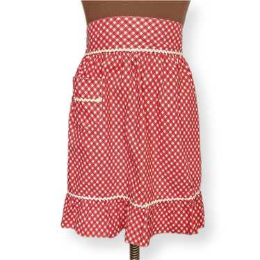 Handmade Vintage Red Gingham Apron - image 1