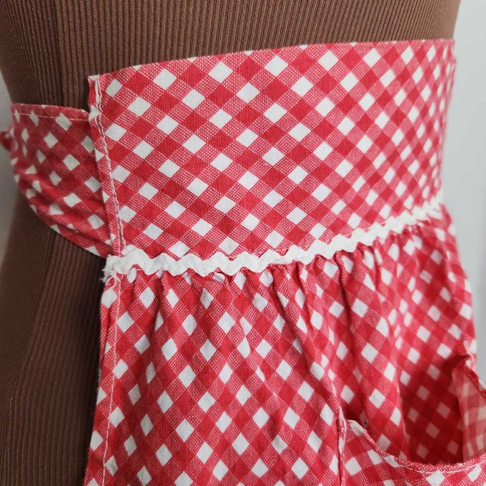 Handmade Vintage Red Gingham Apron - image 2