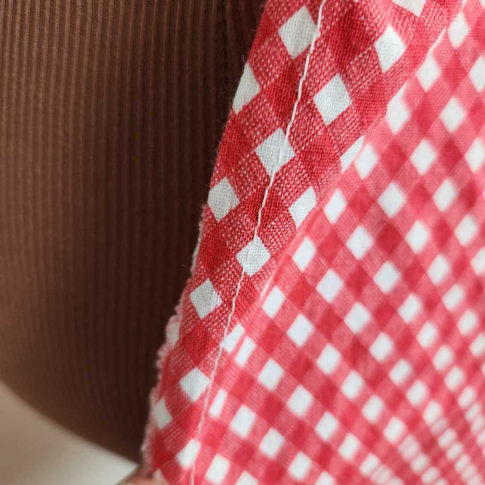 Handmade Vintage Red Gingham Apron - image 4