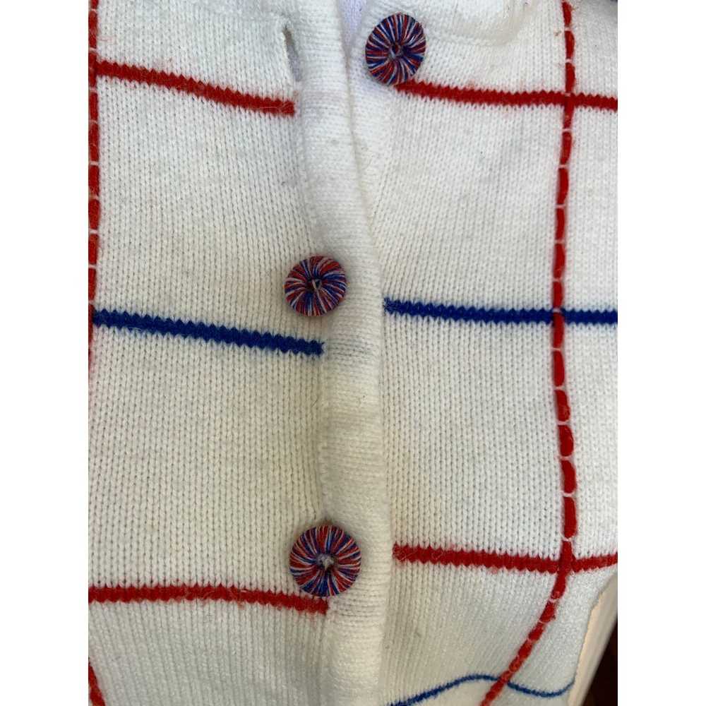 Vintage 60s Window Pane Print Cardigan Sweater Re… - image 4