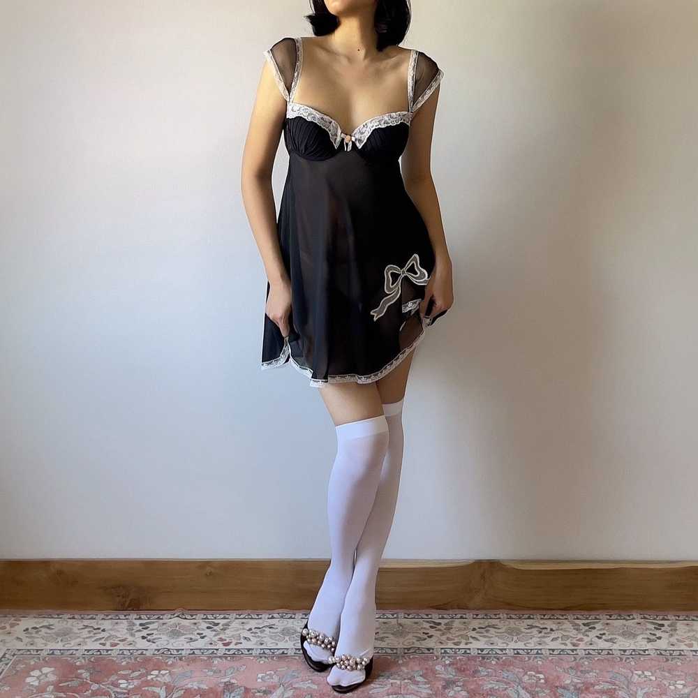 Vintage Cute Black Chiffon Sheer Mini Dress (S-M) - image 5