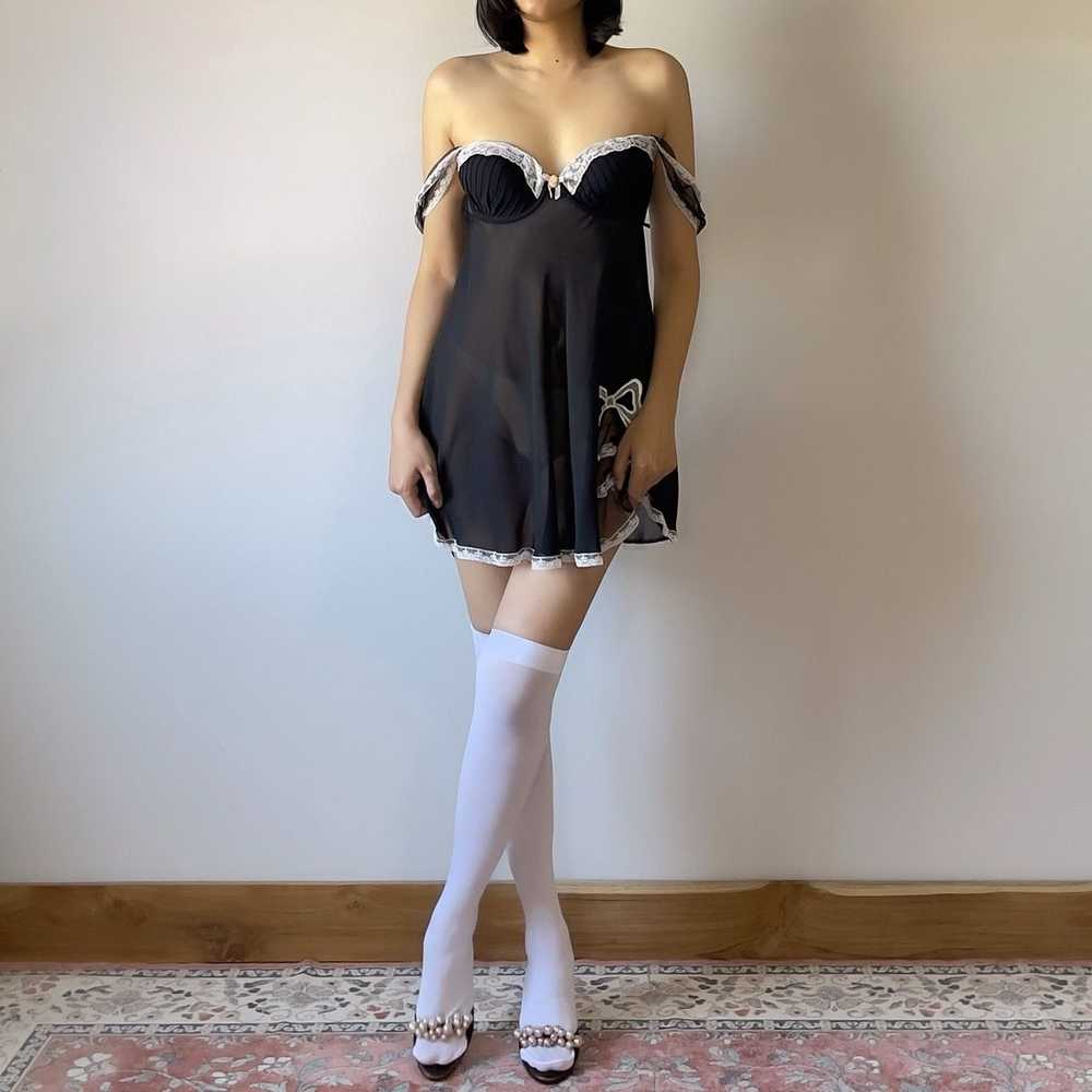 Vintage Cute Black Chiffon Sheer Mini Dress (S-M) - image 7