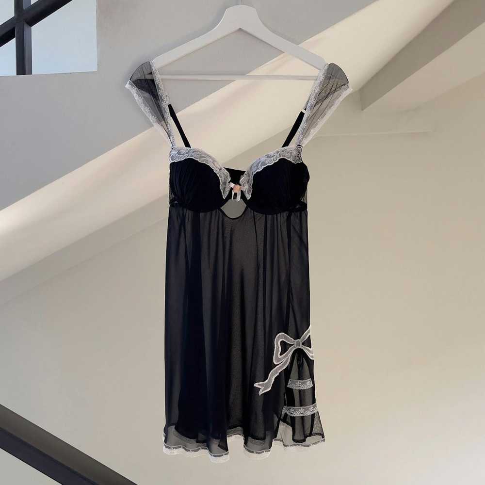 Vintage Cute Black Chiffon Sheer Mini Dress (S-M) - image 9