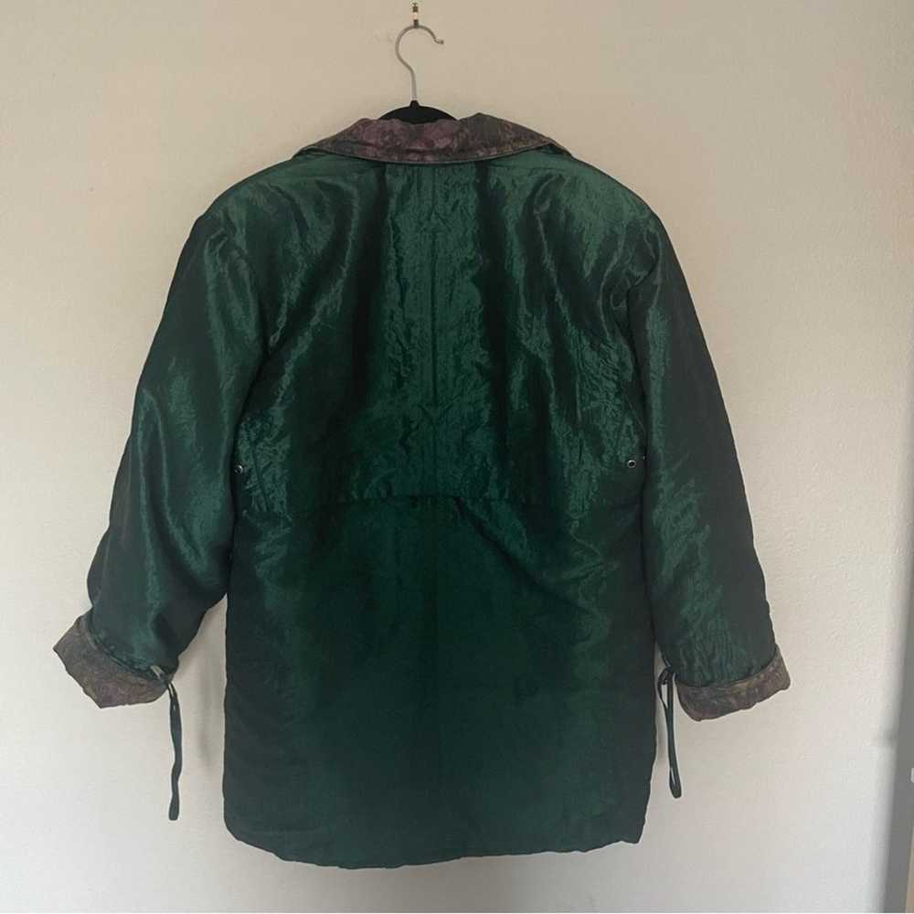 Vintage Metallic Green 90s Puffer Coat Jacket - image 5
