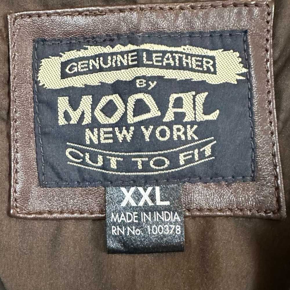 Vintage 70s Western Brown Leather Snap Vest XXL B… - image 6