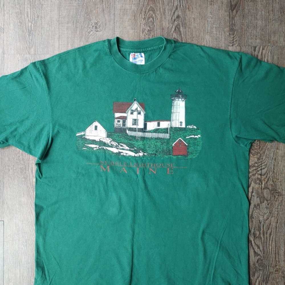 Vintage Hanes Beefy-T Nubble Lighthouse Maine Sin… - image 2